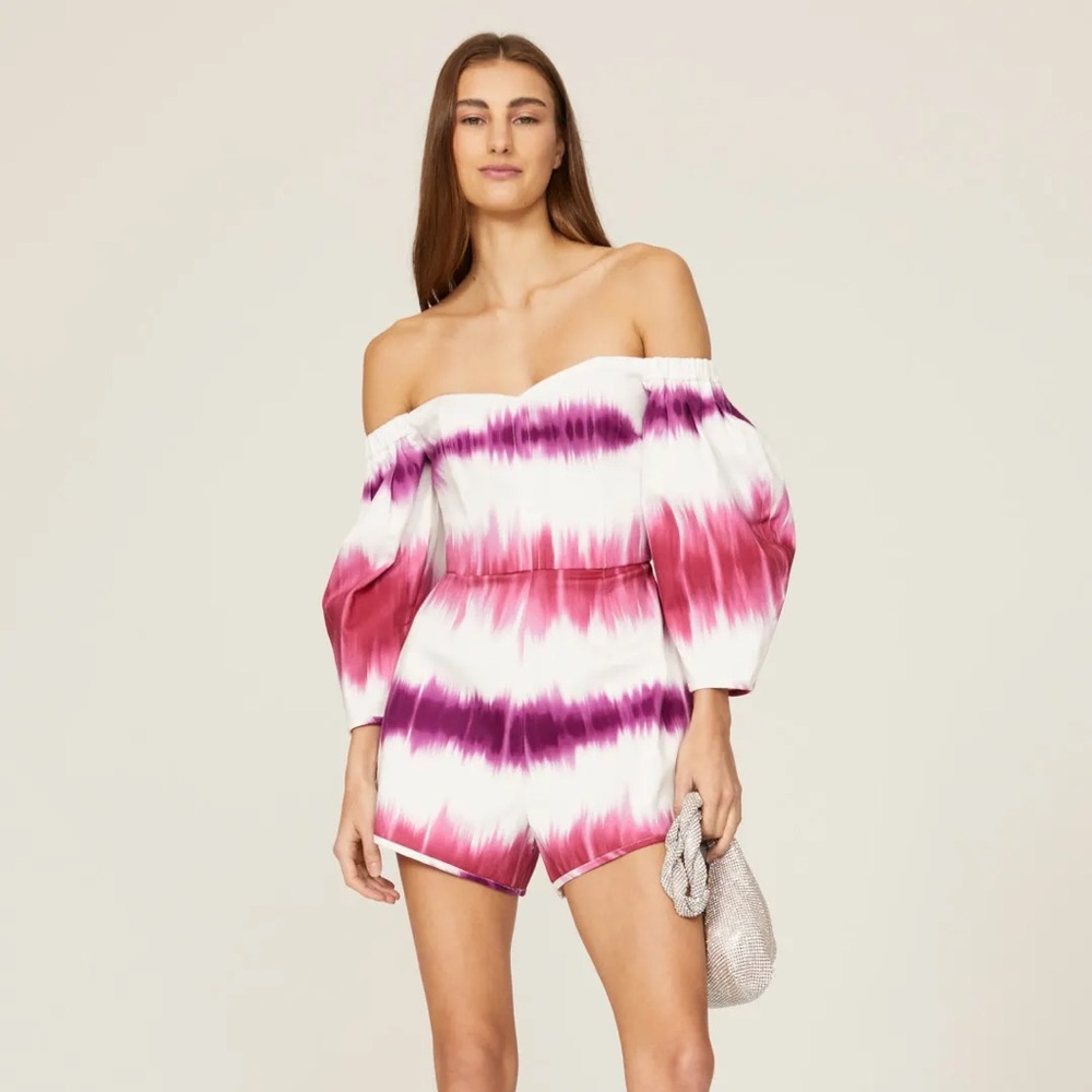 AMUR Ariadne Off-Shoulder Tie-Dye Romper